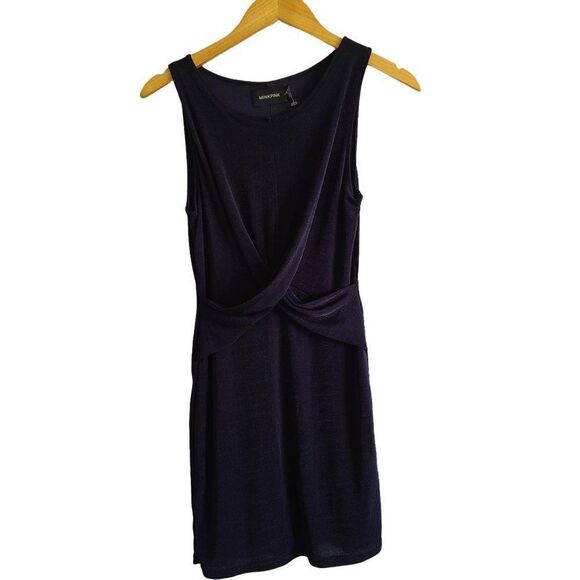 MinkPink Forbidden Love Mini Dress Navy Blue Silky‎ Shiny  Body Con Size Small - Picture 4 of 14